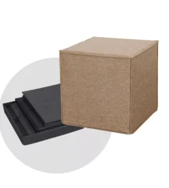 BellaHome Poltrone E Pouf|Pouf pieghevole "dado" in tessuto rimovibile cammello, 41x41x41 cm