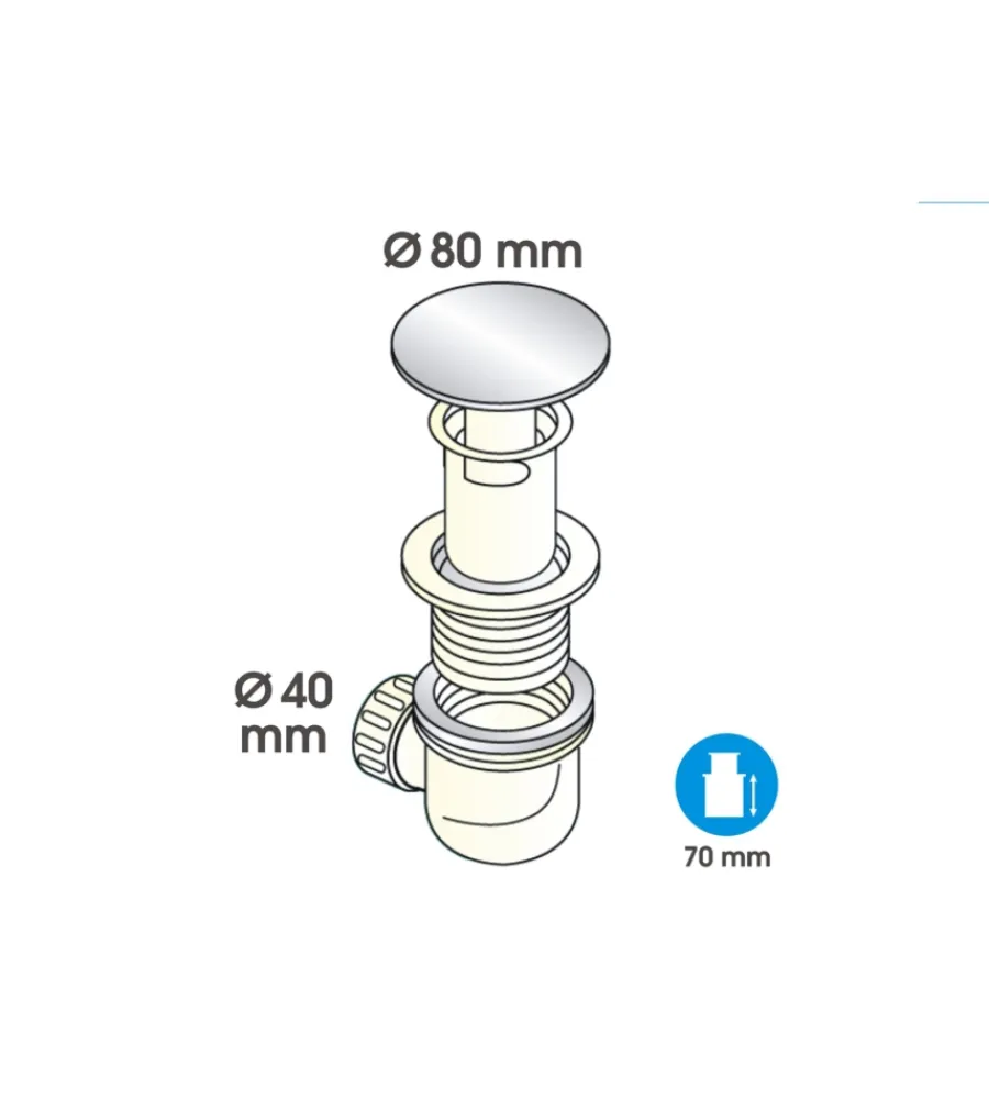 Sifoni- Pozzetto sifone ø 80 mm. con griglia