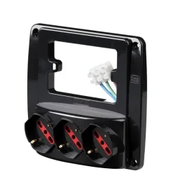 Hot Presa multipla da parete "emilia smart" con 3 prese bivalenti schuko 10/16a - nera. Multiprese Ed Adattatori
