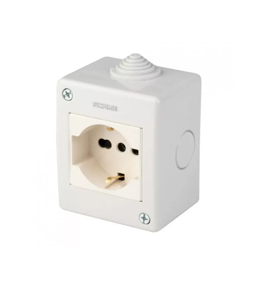 Serie Civili- Presa pluristandard poly pool colore grigio, 10/16a
