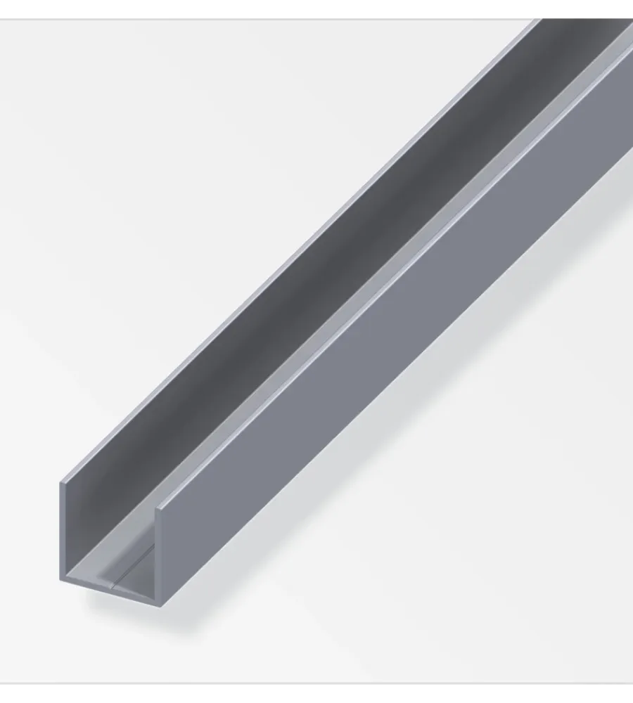 Ferramenta Per Mobili E Infissi-Alfer aluminium Profilo ad "u" 23.5x1.5 in alluminio naturale - 1 metro.