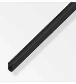 Ferramenta Per Mobili E Infissi-Alfer aluminium Profilo protezione bordo 9,5x6,5 pvc nero - 2,5 metri.