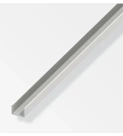 Ferramenta Per Mobili E Infissi-Alfer aluminium Profilo u10x21x10pvc bianco - 2 metri.