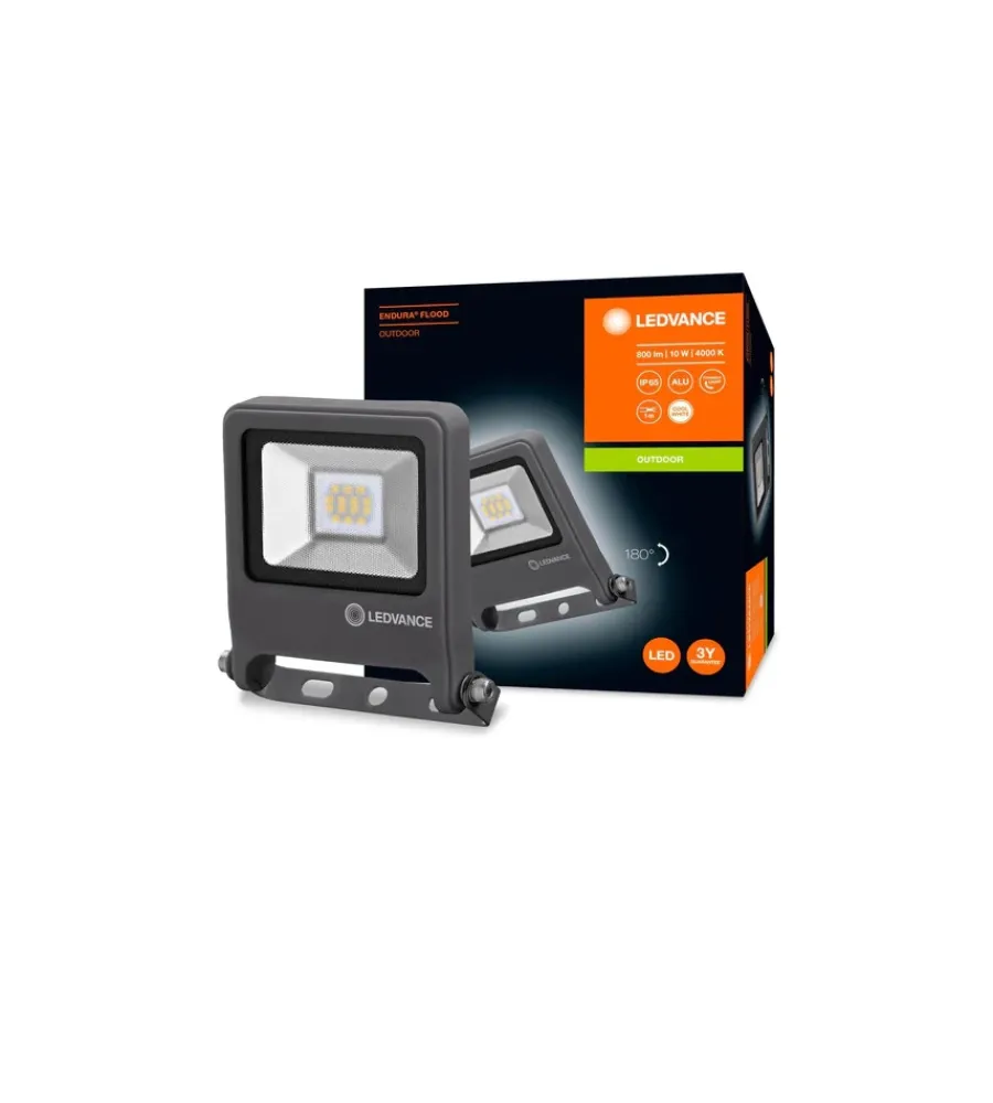 Illuminazione Per Esterno- Proiettore led da esterno osram essential - 10w 4000k grigio