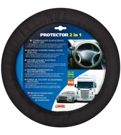 Auto Interno- Protector 2 in 1, coprivolante elasticizzato in poliestere - nero 33146