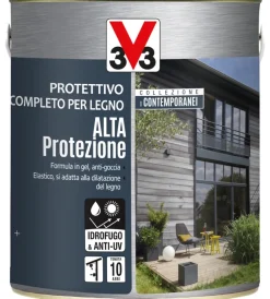 Impregnanti Legno-V33 Protettivo completo per legno alta protezione collezione i contemporanei - grigio cenere - 2,5 litri