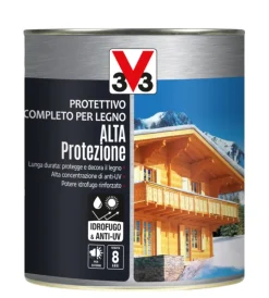V33 Impregnanti Legno|Protettivo completo per legno alta protezione a solvente, colore noce chiaro - 0,75 litri