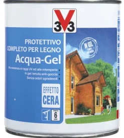 V33 Impregnanti Legno|Protettivo completo per legno acqua-gel, colore bianco - litri 0,75