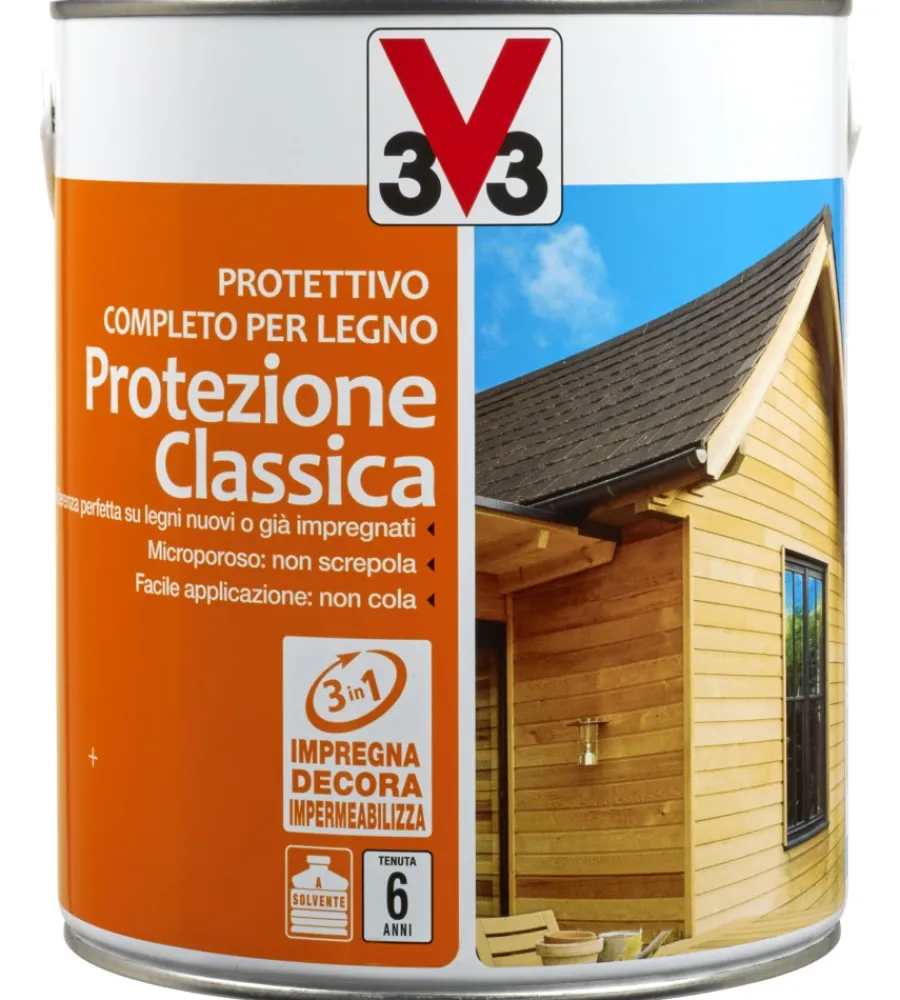 Impregnanti Legno-V33 Protettivo completo per legno protezione classica - castagno chiaro - litri 2,5