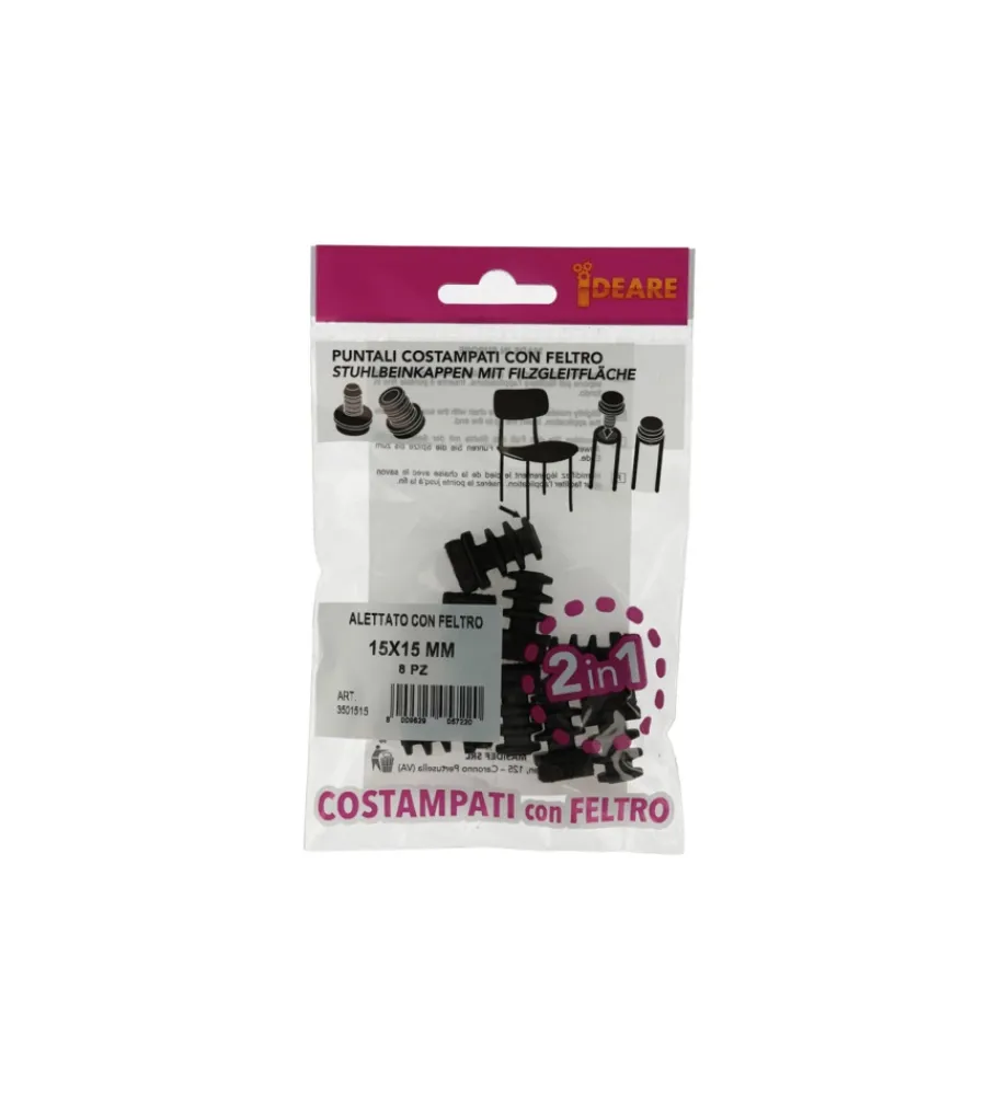 Accessori- Puntali interni alettati quadri neri con feltro 15 x 15 mm. 8 pz.