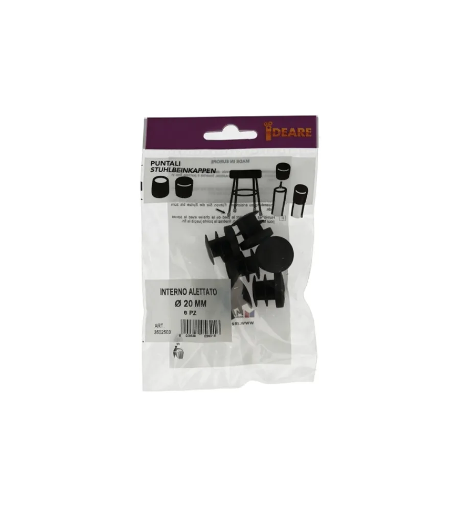 Accessori- Puntali interni alettati tondi neri ø 20 mm. 6 pz.