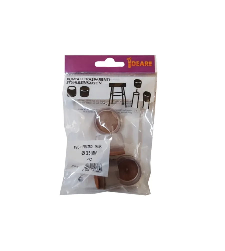 Accessori- Puntali tondi pvc trasparente con feltro ø 25 mm. - 4 pz.