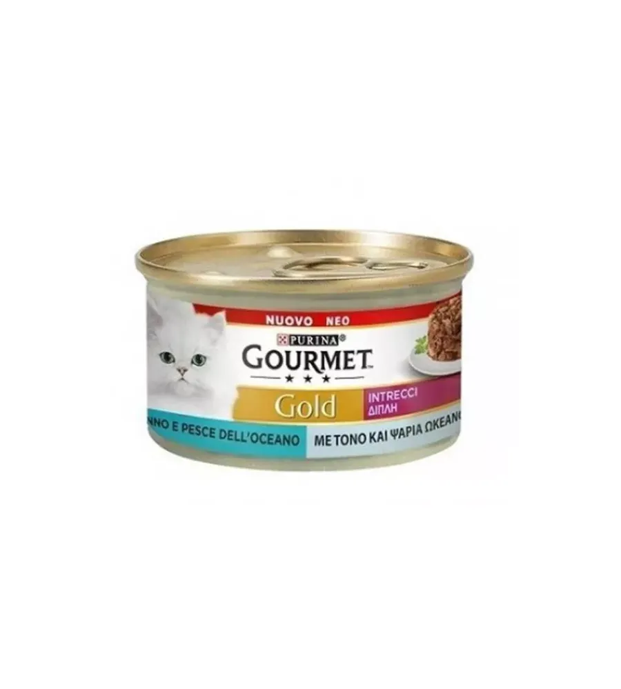 Alimenti Umido Gatto- Purina gourmet gold intrecci di gusto tonno e pesce dell'oceano per gatti - 85 gr