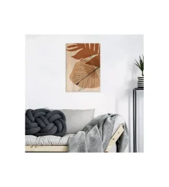 Decorazione Pareti- Quadro in legno "leaves black 03", 47x67 cm