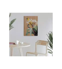 Decorazione Pareti- Quadro in legno "yellow parrot", 47x67 cm
