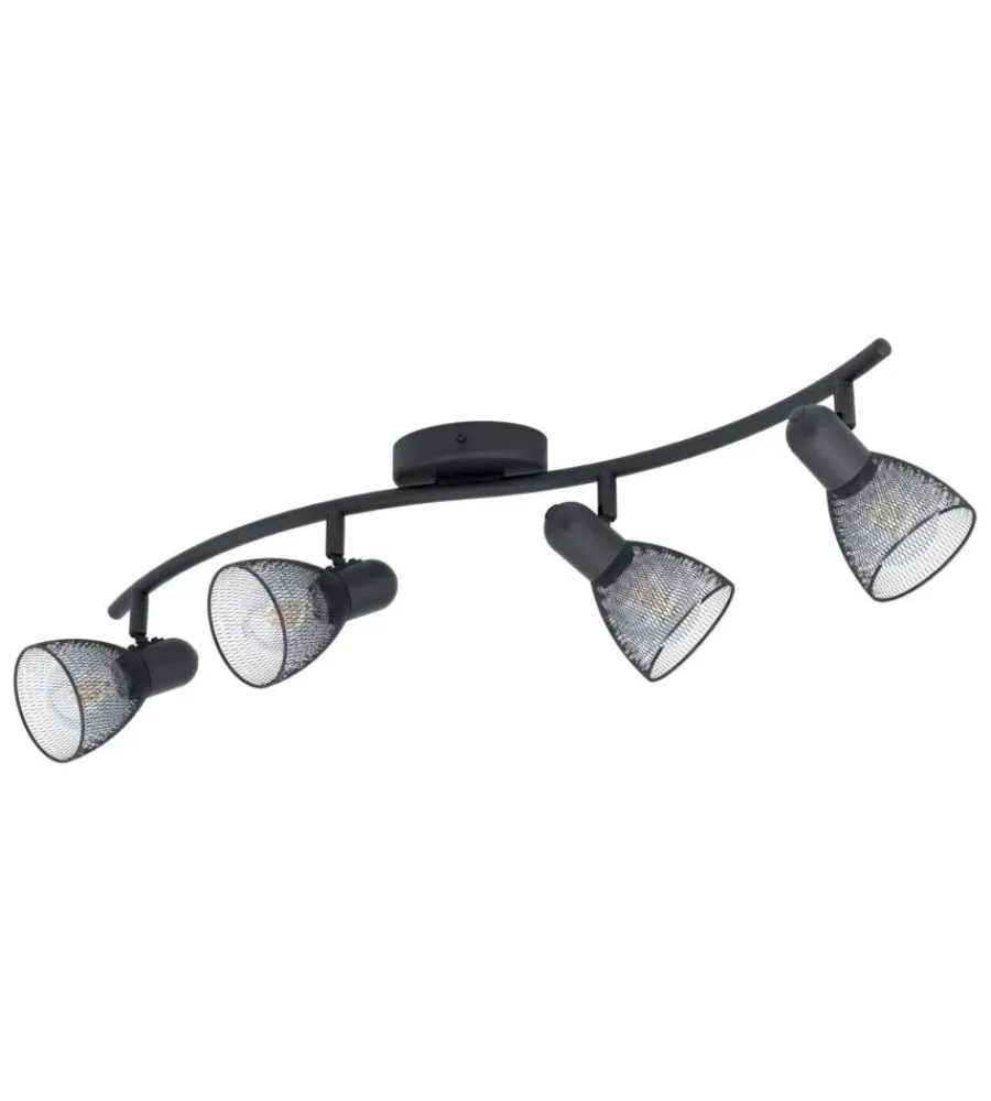 Illuminazione Per Interno-Eglo Quattro faretti "carovigno" nero, 4x40w