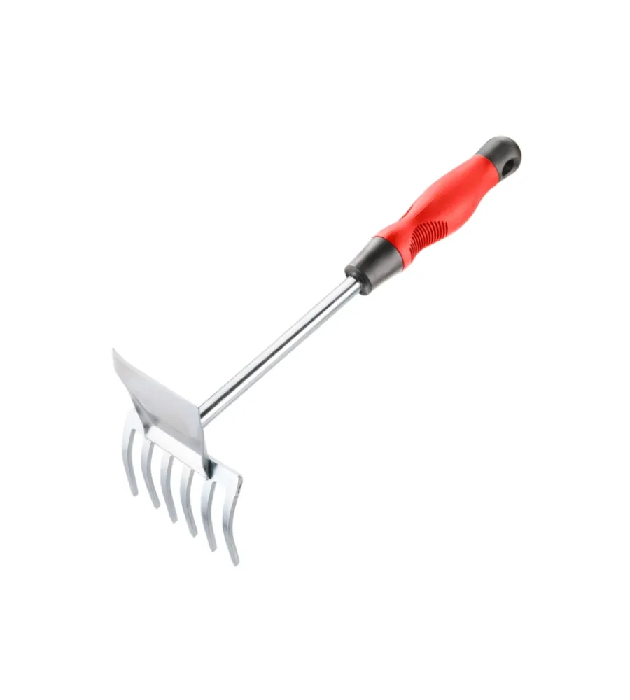 Attrezzatura Giardinaggio- Rastrellino zincato con manico bimateriale ergonomico tpr