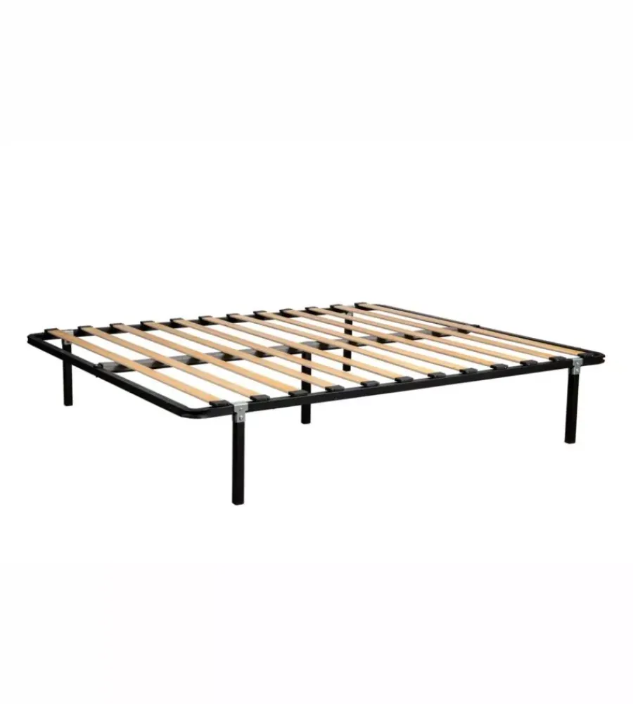 Letti E Comodini- Rete matrimoniale con gambe in kit con 12 doghe 160x190 cm