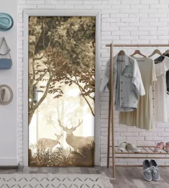 Decorazione Pareti- Rivestimento per porta in vinile fantasia "scandinavian forest", 210x83 cm