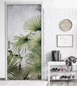 Decorazione Pareti|Rivestimento per porta in vinile fantasia "vintage tropical", 210x83 cm
