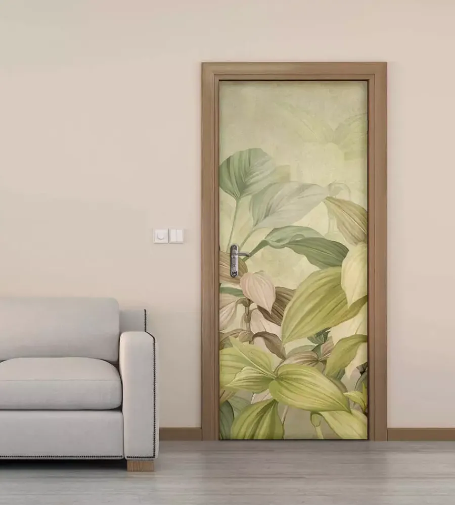 New Rivestimento per porta in vinile fantasia "rain forest", 210x83 cm Decorazione Pareti