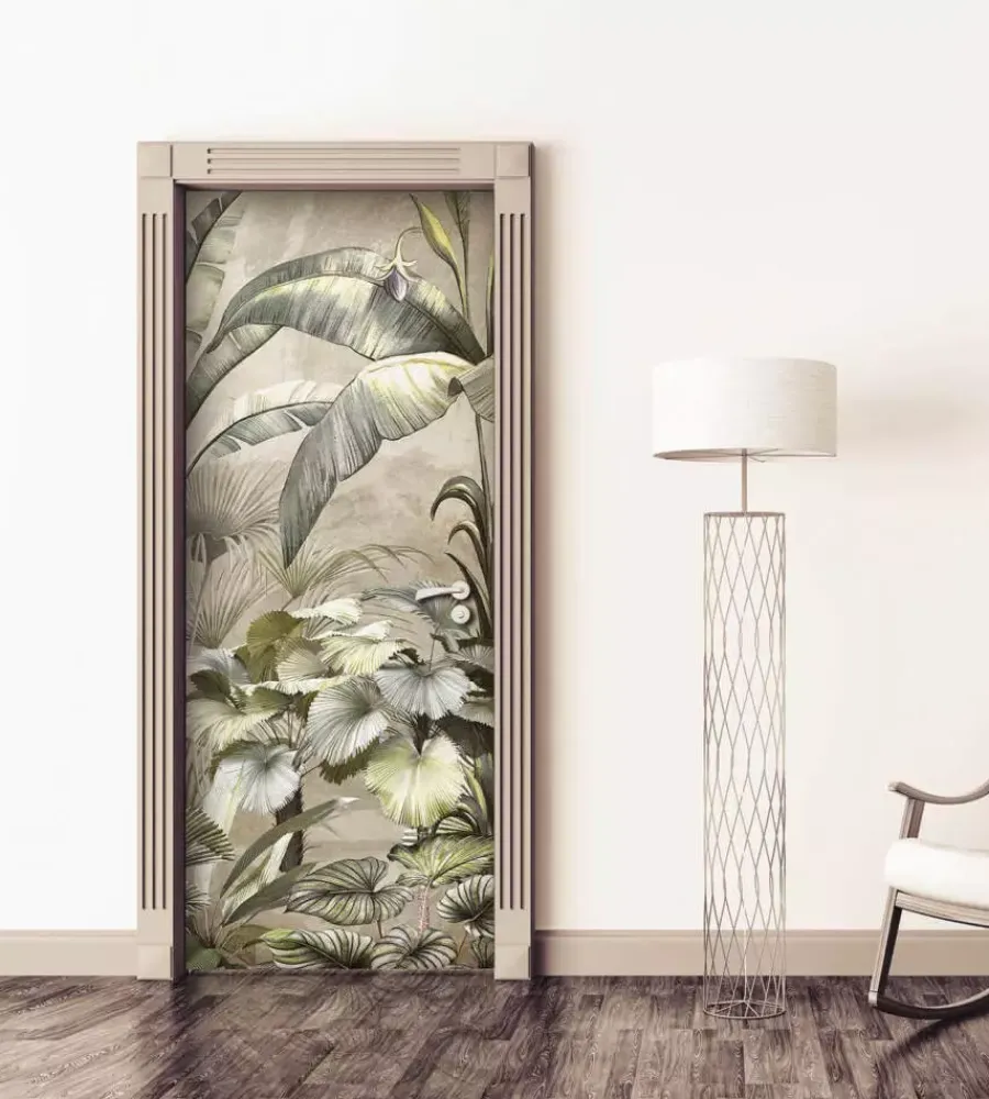 Decorazione Pareti- Rivestimento per porta in vinile fantasia "sogno tropicale", 210x83 cm