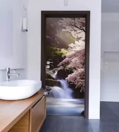 Decorazione Pareti- Rivestimento per porta in vinile fantasia "flowering stream", 210x83 cm