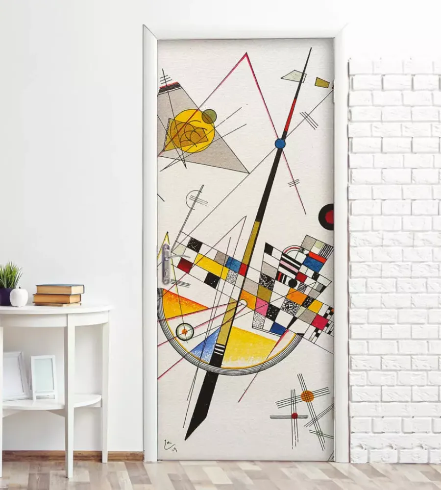 Decorazione Pareti- Rivestimento per porta in vinile fantasia "kandinsky", 210x83 cm