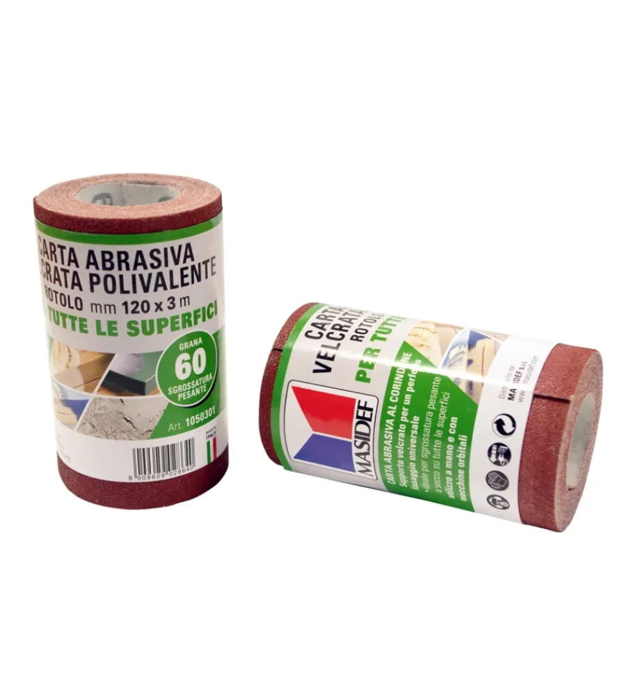 Carta Vetrata E Abrasivi- Rotolo carta abrasiva velcrata polivalente grana 60