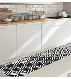 Tessile D'Arredo|Runner in vinile black & white, 50x180 cm