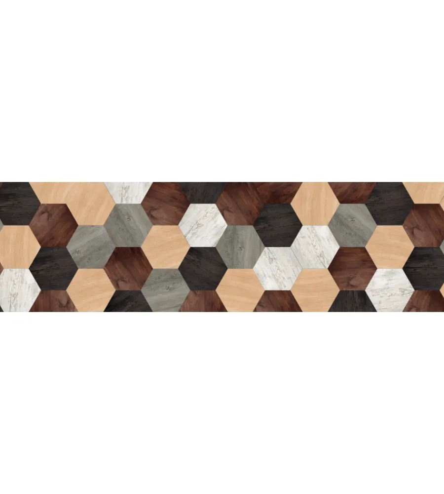 Tessile D'Arredo- Runner in vinile mixed wood, 50x180 cm