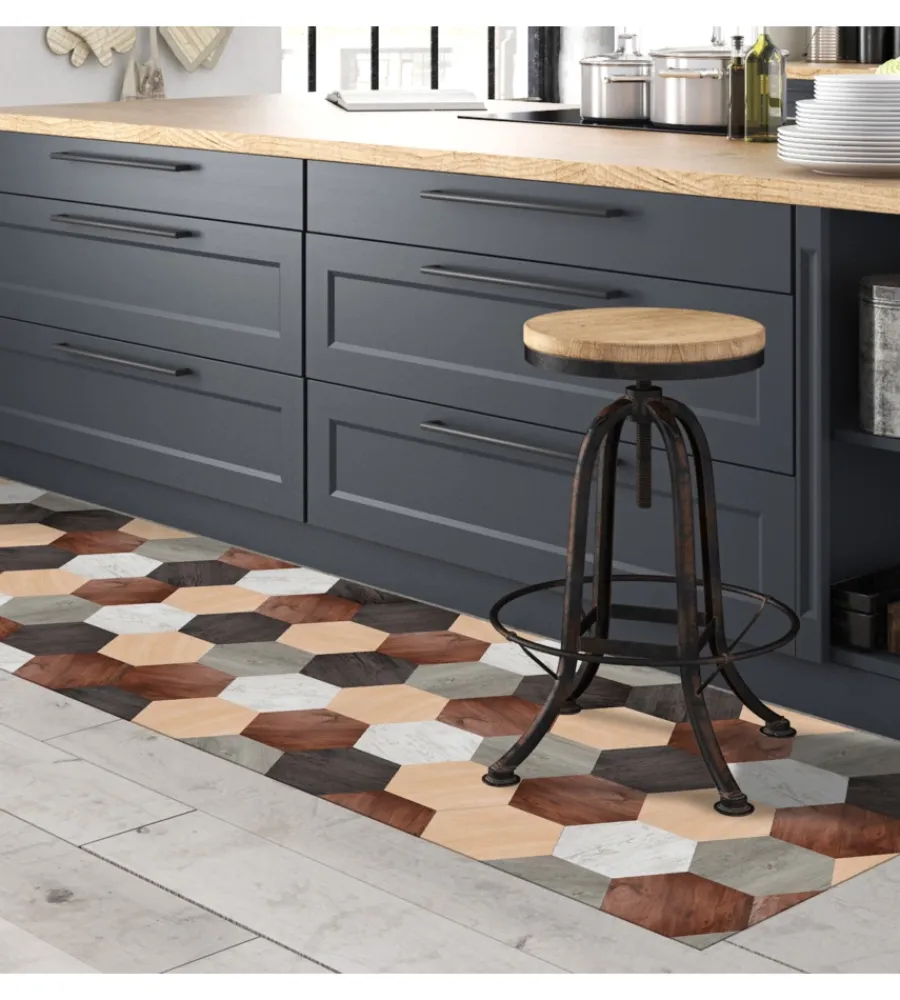 Tessile D'Arredo- Runner in vinile mixed wood, 50x180 cm