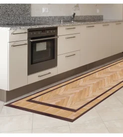Tessile D'Arredo|Runner in vinile old style parquet, 50x240 cm