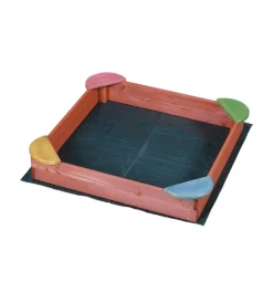 Giochi E Casette Bimbo- Sabbiera per bambini da esterno essenza "fantasy" in legno 100x100x17 cm
