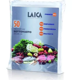 Conservazione Alimenti- Sacchi per sottovuoto laica confezione da 50 pezzi, 20x28 cm