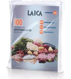 Conservazione Alimenti- Sacchi per sottovuoto laica confezione da 100 pezzi, 20x28 cm