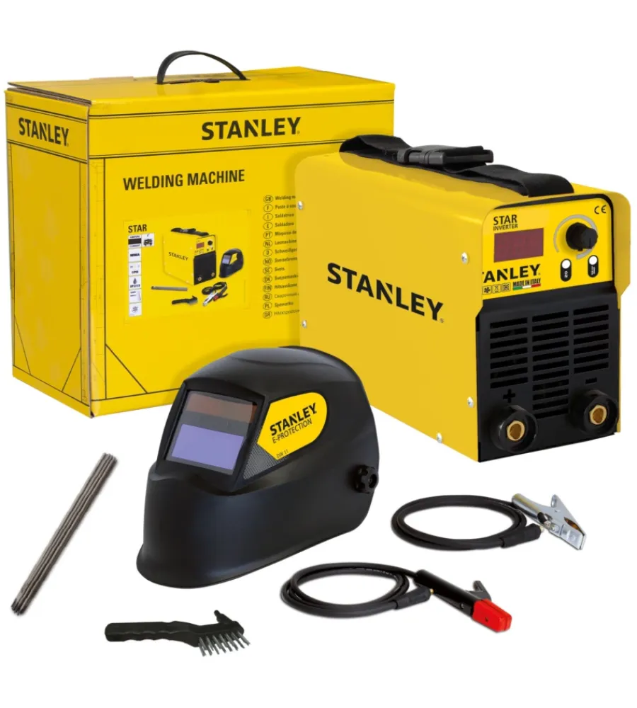 Saldatrici-Stanley Saldatrice inverter mma ad elettrodo 130a "star 3200" con accessori e maschera professionale