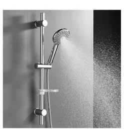 Idro-Bric Docce E Accessori|Saliscendi doccia idro bric "leonida" cromato con porta sapone, asta diametro 25 cm