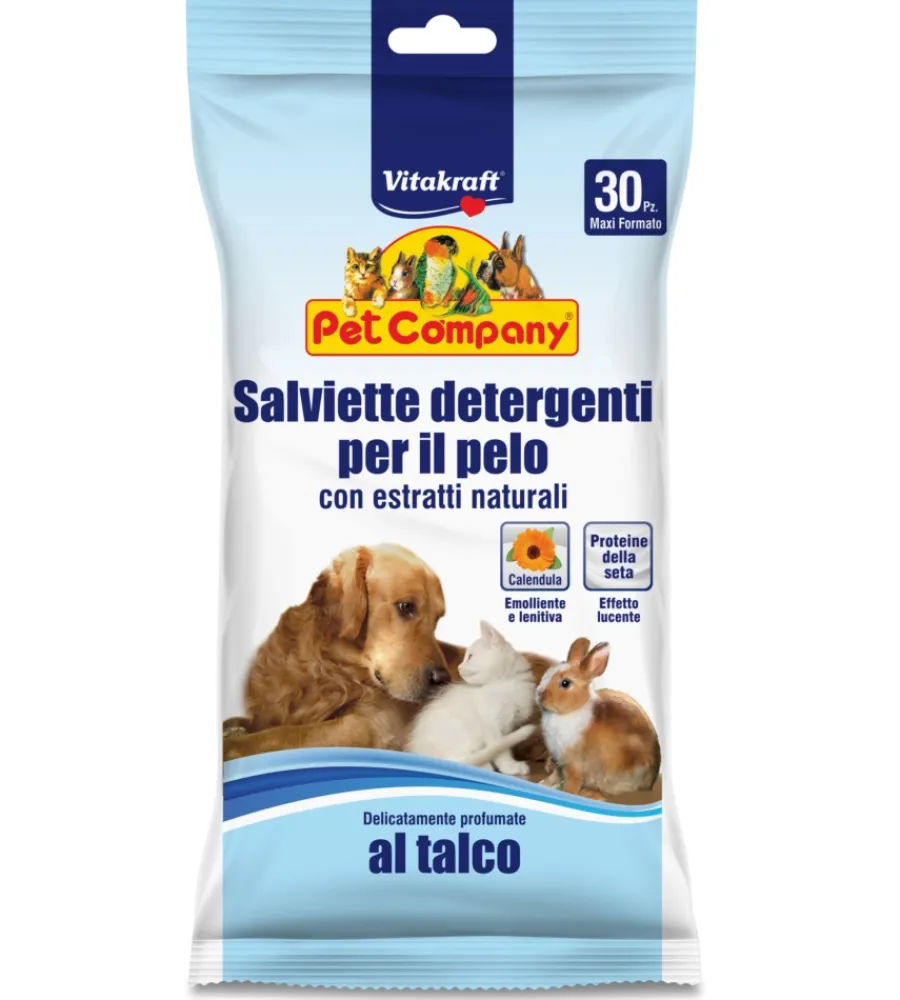 Cura Igiene-Vitakraft Salviette detergenti per pelo al talco