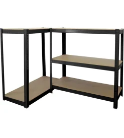 Officina E Garage-Grima Scaffale 5 ripiani in metallo e legno nero portata 175 kg 90x40x180 cm