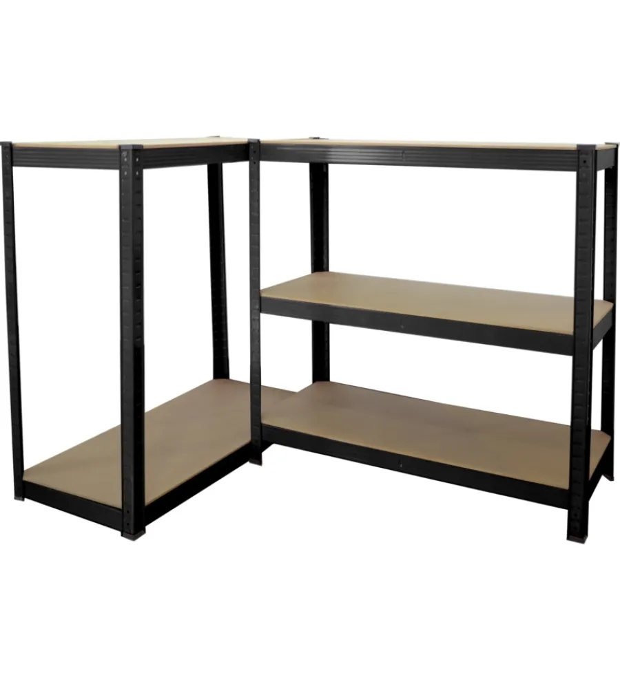 Officina E Garage-Grima Scaffale 5 ripiani in metallo e legno nero portata 175 kg 90x40x180 cm