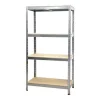 Grima Officina E Garage|Scaffale 4 ripiani in metallo e legno "joker" grigio portata 300 kg 120x60x180 cm