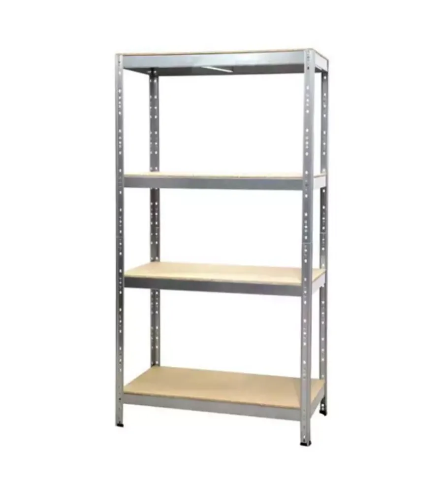 Grima Officina E Garage|Scaffale 4 ripiani in metallo e legno "joker" grigio portata 300 kg 120x60x180 cm