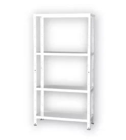 Grima Officina E Garage|Scaffale 4 ripiani in metallo bianco portata 160 kg 75x30x145 cm
