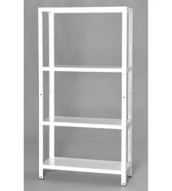 Grima Officina E Garage|Scaffale 4 ripiani in metallo bianco portata 160 kg 75x30x145 cm