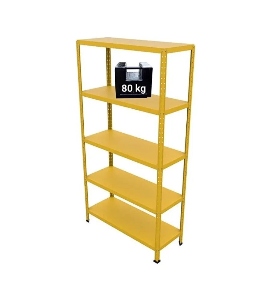 Officina E Garage-Grima Scaffale 5 ripiani in metallo "ettore" giallo portata 400 kg 100x40x187 cm