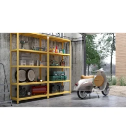 Officina E Garage-Grima Scaffale 5 ripiani in metallo "ettore" giallo portata 400 kg 100x40x187 cm