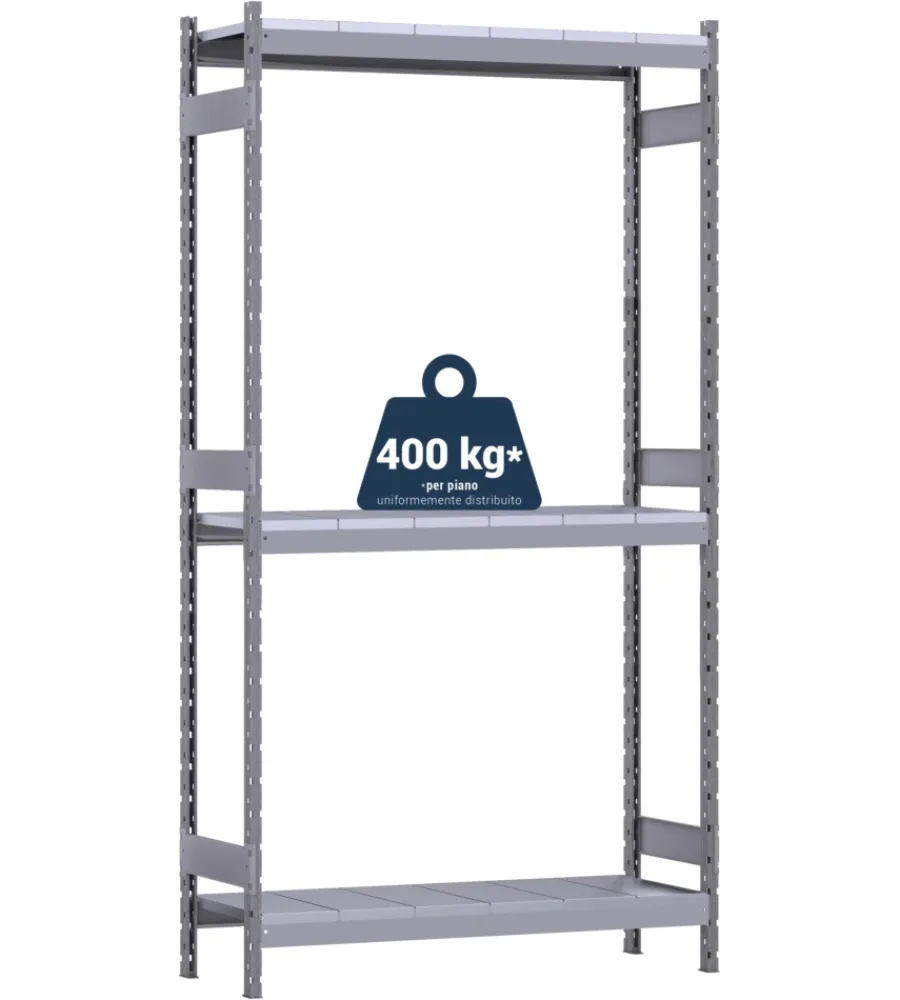 Discount Scaffale 3 ripiani in metallo "kompos" grigio portata 1200 kg 186x60x240 cm Officina E Garage