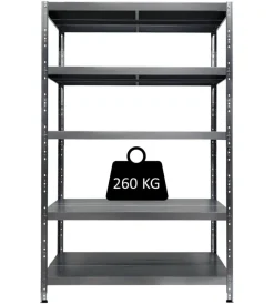 Outlet Scaffale 5 ripiani in metallo "maciste" grigio portata 260 kg 120x50x234 cm Officina E Garage