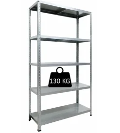 Officina E Garage-Grima Scaffale 5 ripiani in metallo brima "ettore" grigio portata 130 kg 100x40x187 cm
